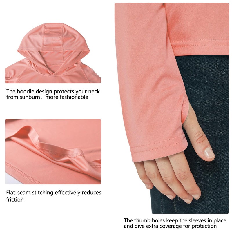 Willit Women's UPF 50+ Sun Protection Hoodie SPF Shirt Long Sleeve Hiking Fishing Outdoor Shirt Lightweight Hoodie Pink L - Image 4